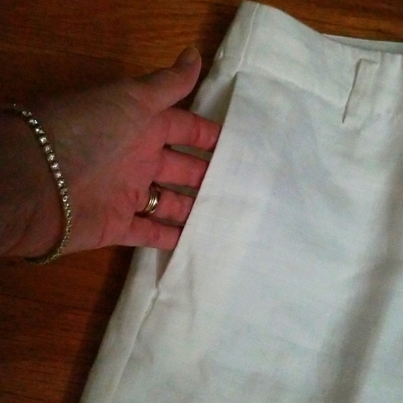 American Living White Linen Cuffed Wide Leg Trousers Size 8 - Picture 4 of 6